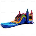 Double Lane Inflatable Water Slide & Bounce House Combo