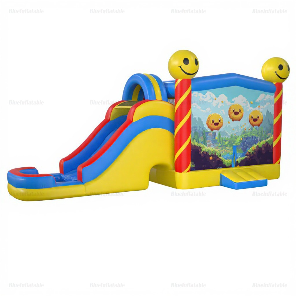 Happy Faces Inflatable Water Slide & Bounce House Combo