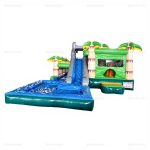 Jungle Theme Inflatable Water Slide & Bounce House Combo