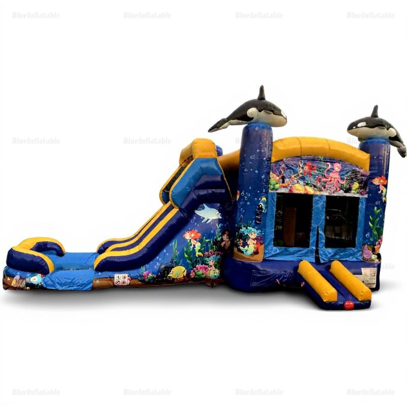Mermaid Under the Sea Wet & Dry Bounce House Slide