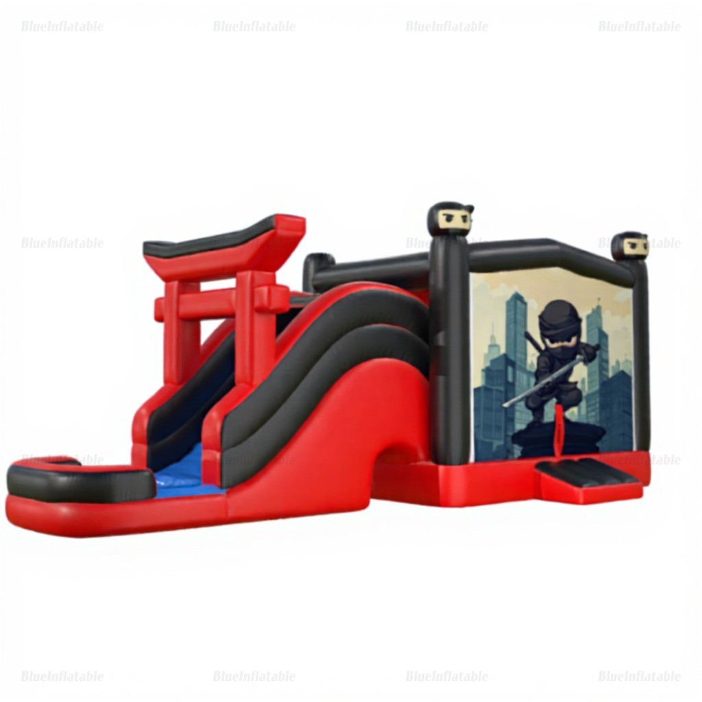 Red & Black Bounce House Combo with Water Slide & Pool - Image 2