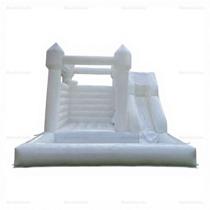 White Wedding Bounce House & Slide with Ball Pit