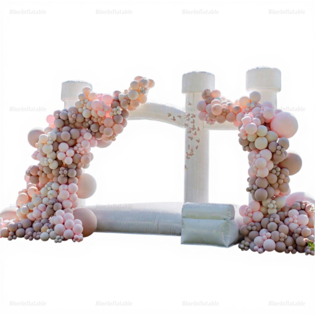 White Wedding Inflatable Bounce House & Slide Combo