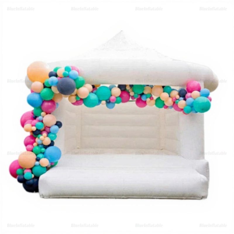 White Inflatable Bounce House Slide