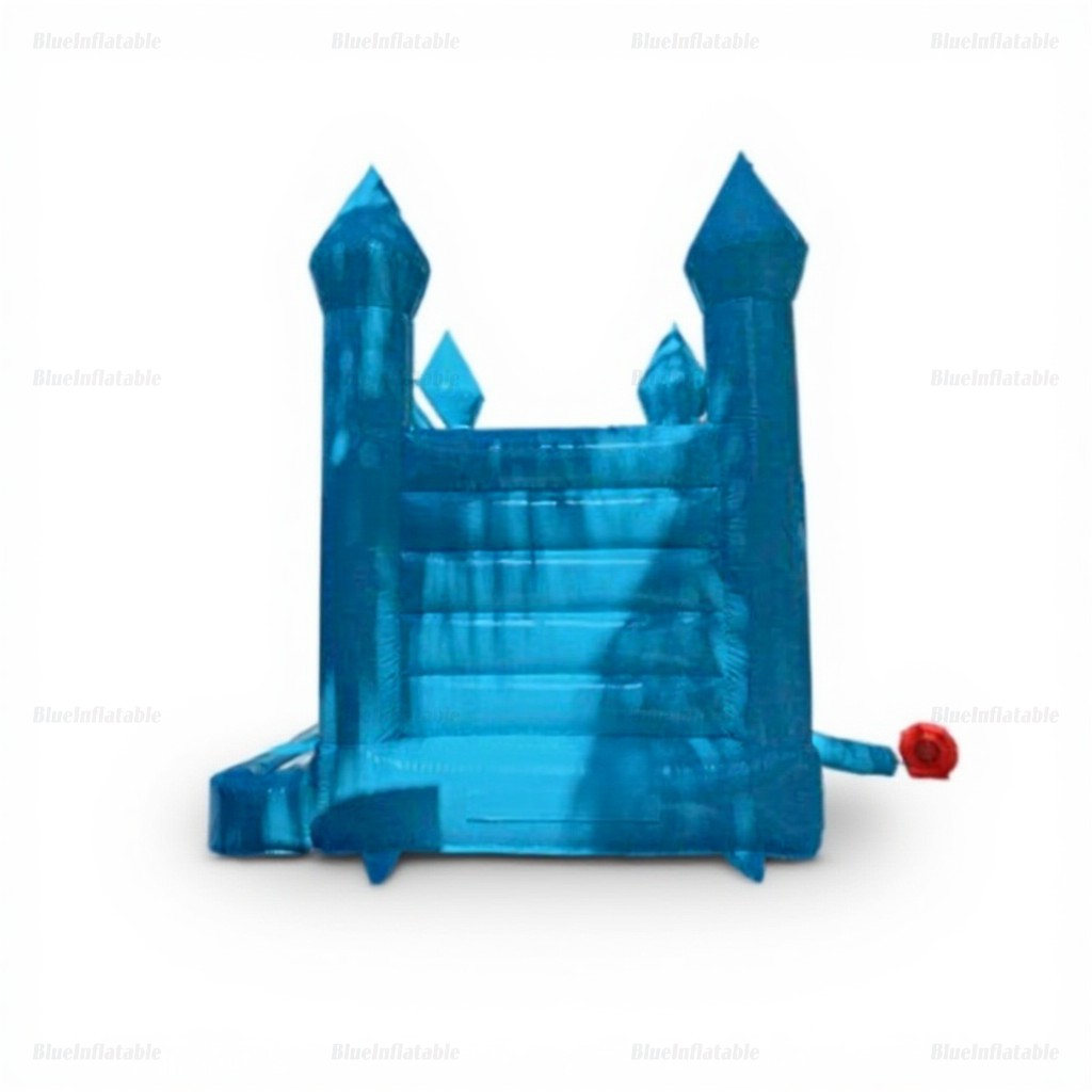 White Wedding Bouncy Castle with Blue Slide for Kids - Image 6
