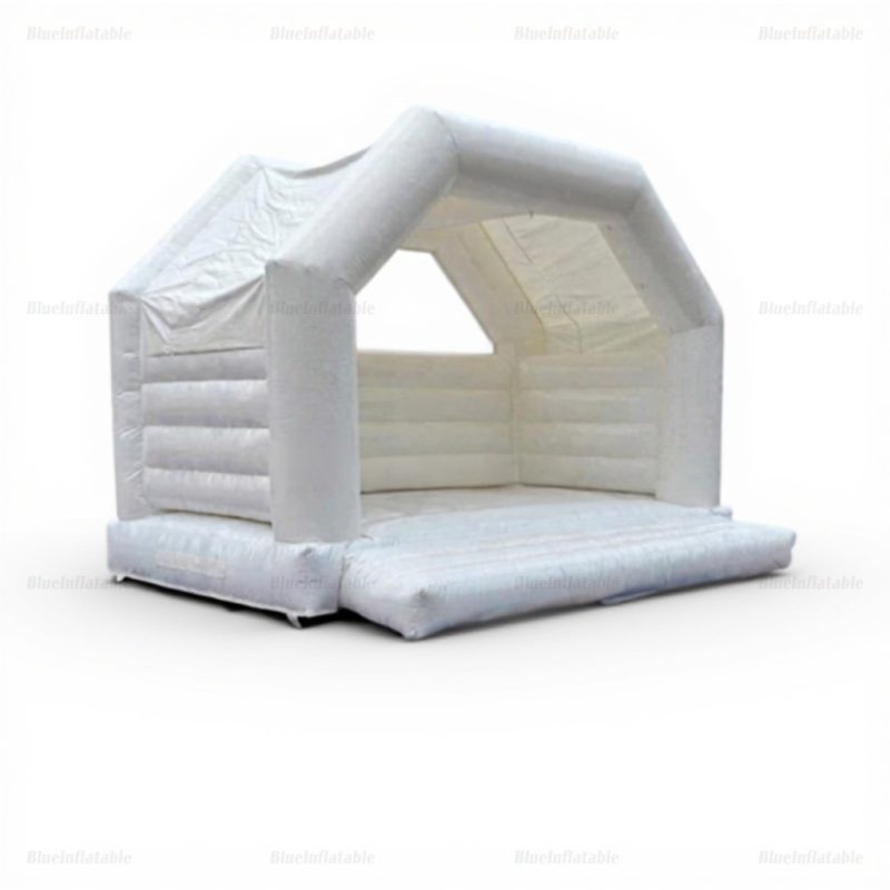 White Wedding Bounce House with Slide – Commercial Grade