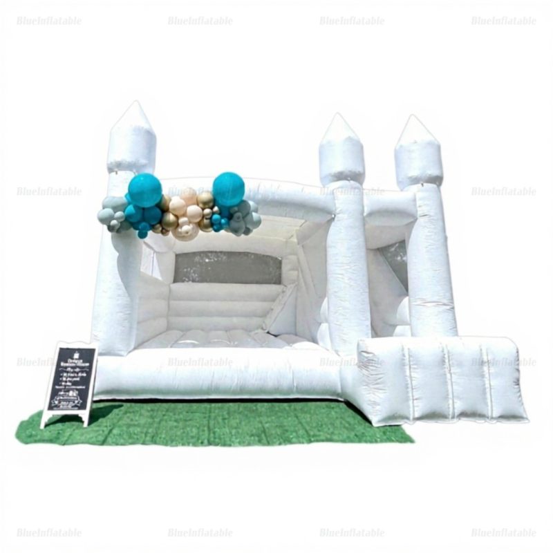 White Wedding Inflatable Bounce House & Slide Combo