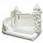 White Commercial Bounce House & Slide Combo with Ball Pit