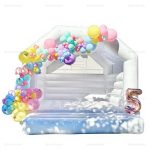White Mini Inflatable Bounce House with Covered Roof