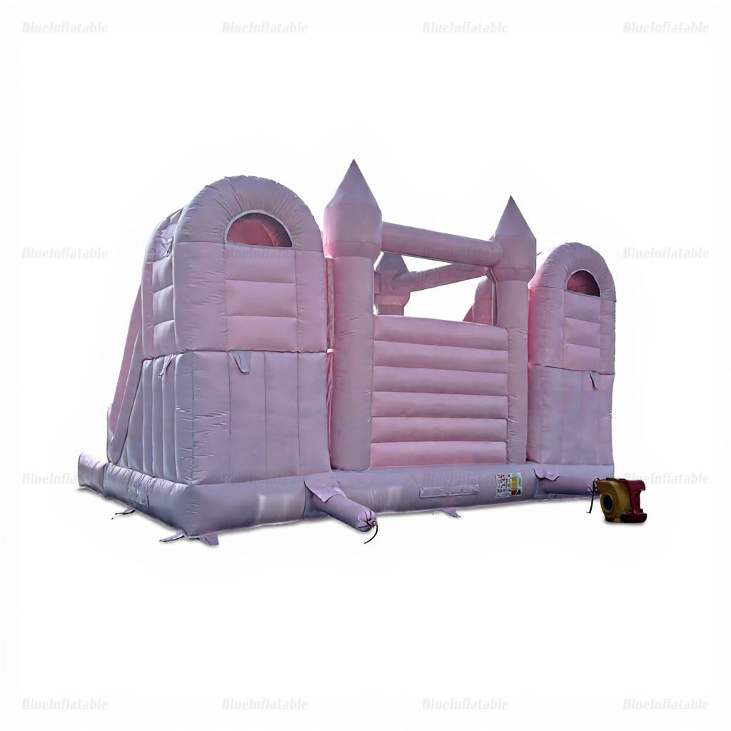 Pink Double Slide Inflatable Bounce House with Ball Pit - Image 2