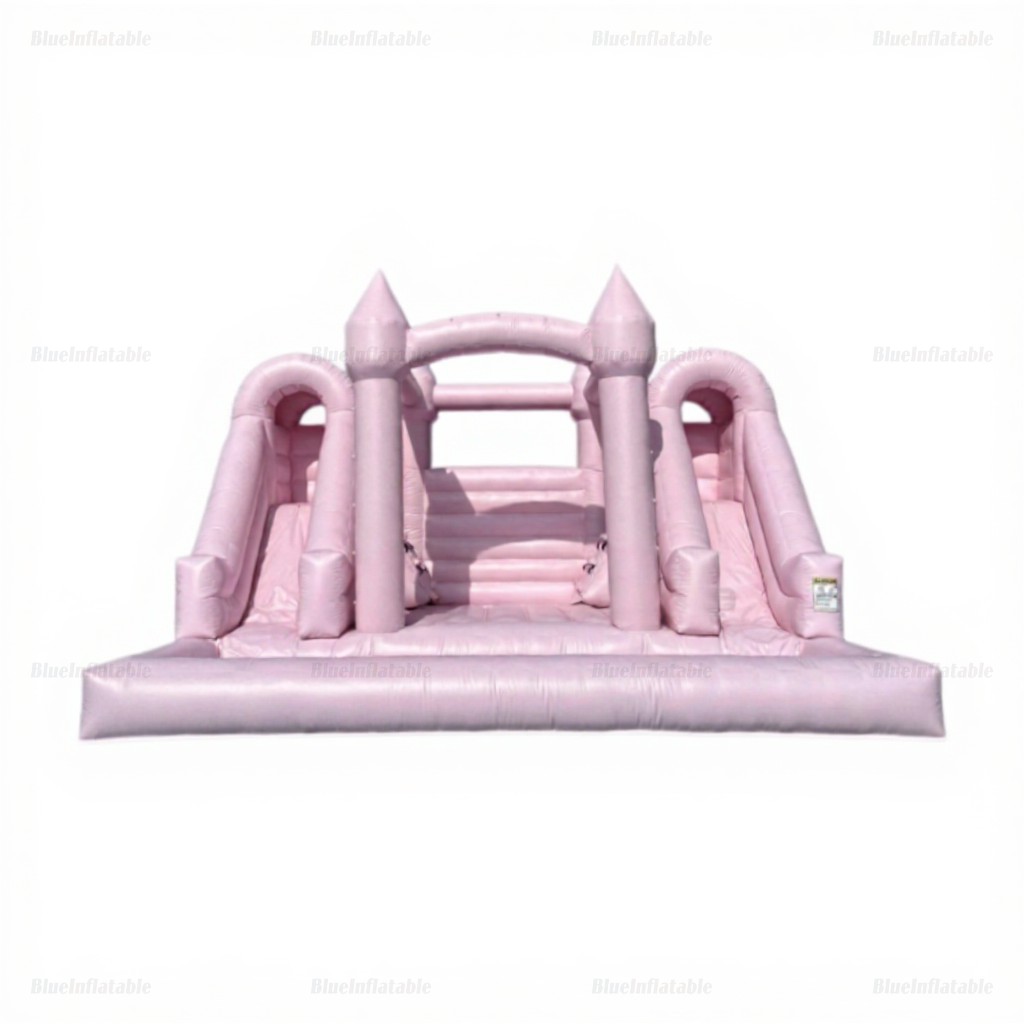 Pink Double Slide Inflatable Bounce House with Ball Pit - Image 3