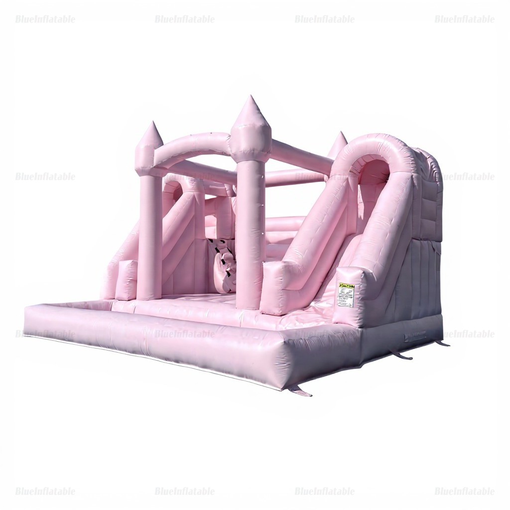 Pink Double Slide Inflatable Bounce House with Ball Pit - Image 4