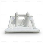 White Double Slide Inflatable Bounce House with Ball Pit