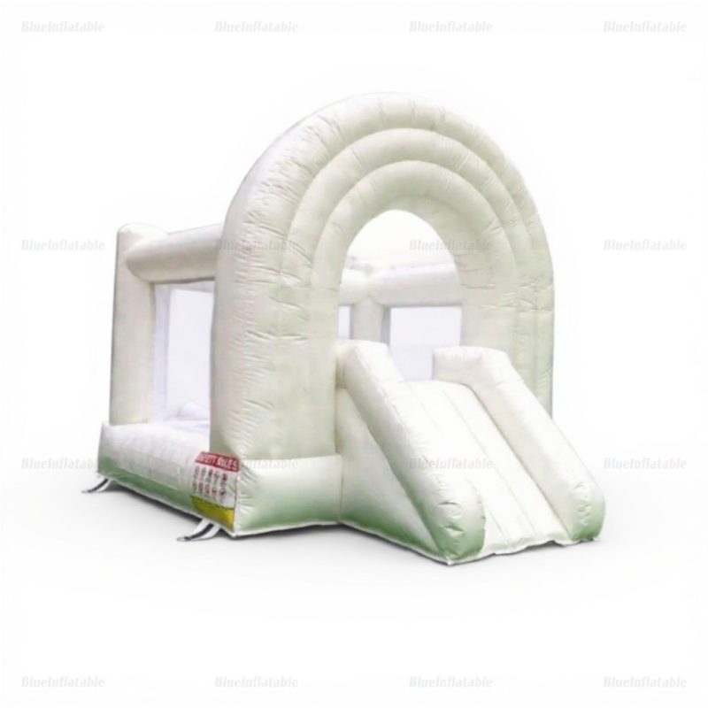 White Inflatable Bounce House with Slide for Kids