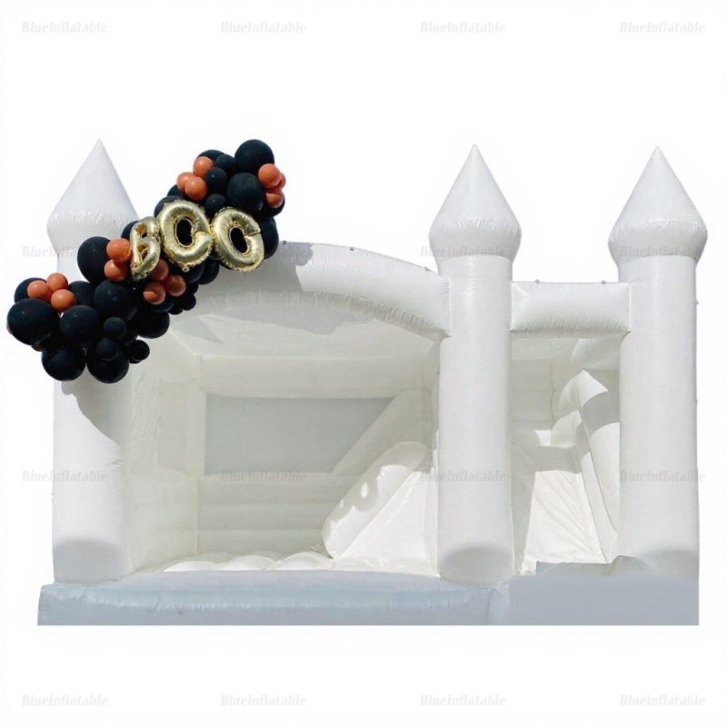 White Inflatable Bounce House Castle with Slide