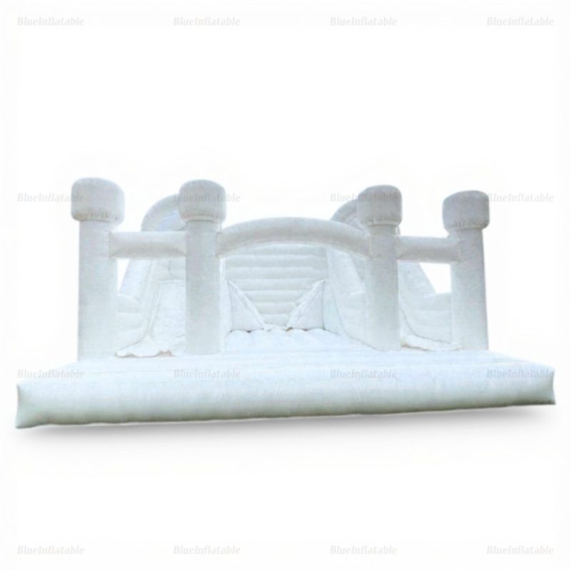 White Commercial Bounce House with Slide & Ball Pit