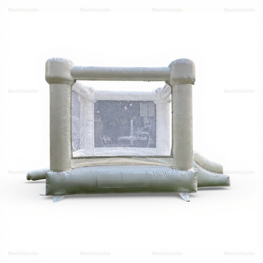 White Inflatable Bounce House with Slide - Image 3