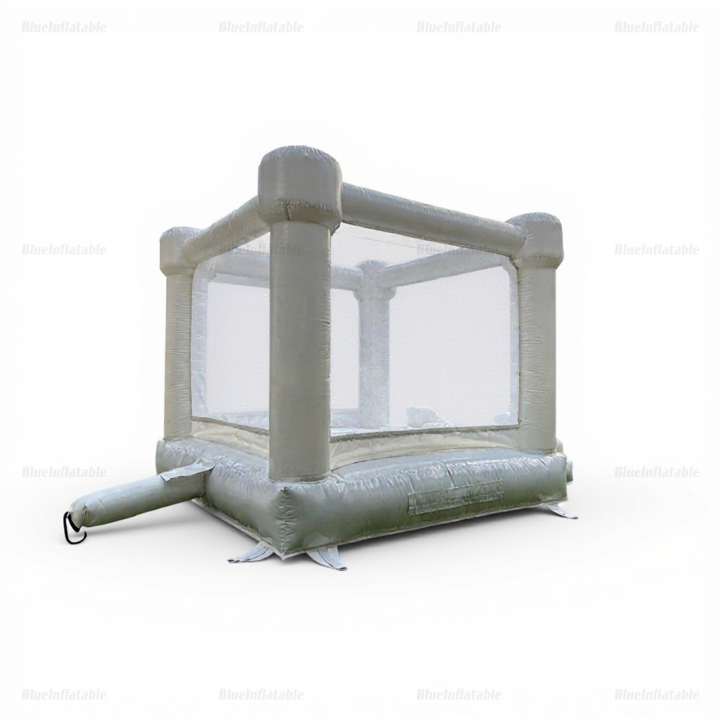 White Inflatable Bounce House with Slide - Image 4