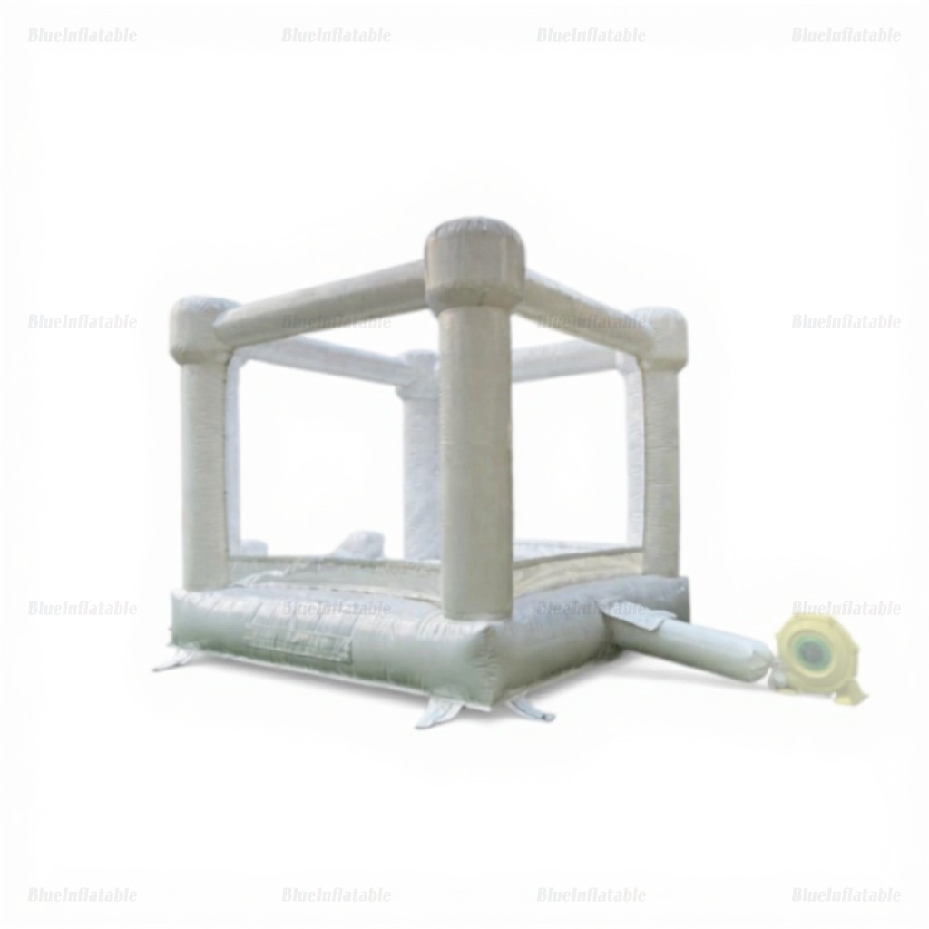 White Inflatable Bounce House with Slide - Image 5