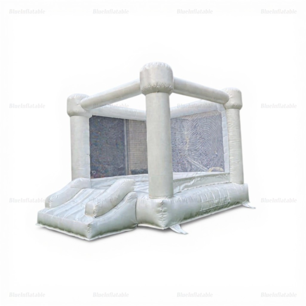 White Inflatable Bounce House with Slide - Image 7