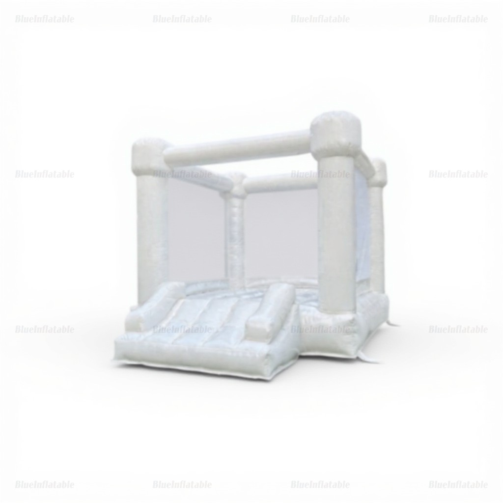 White Inflatable Bounce House with Slide - Image 8
