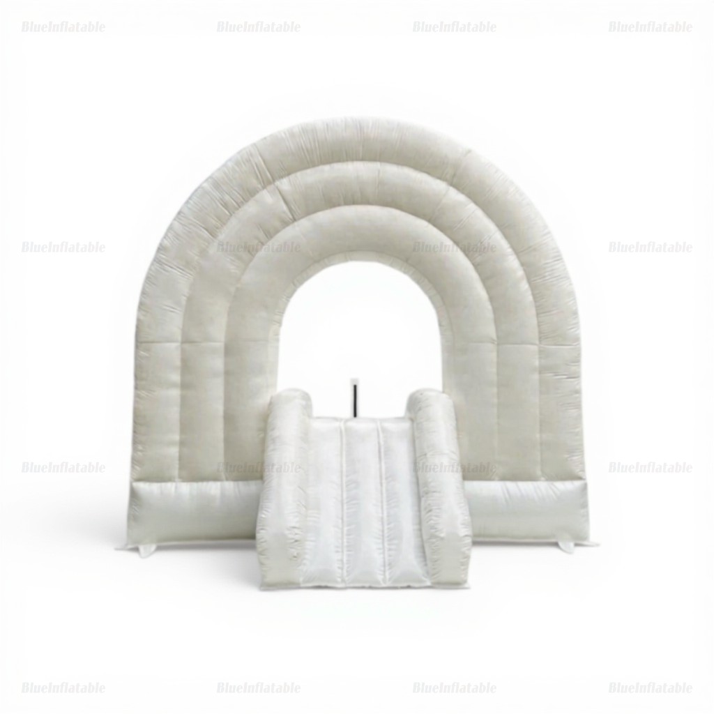 White Rainbow Inflatable Wedding Bounce House with Slide - Image 2