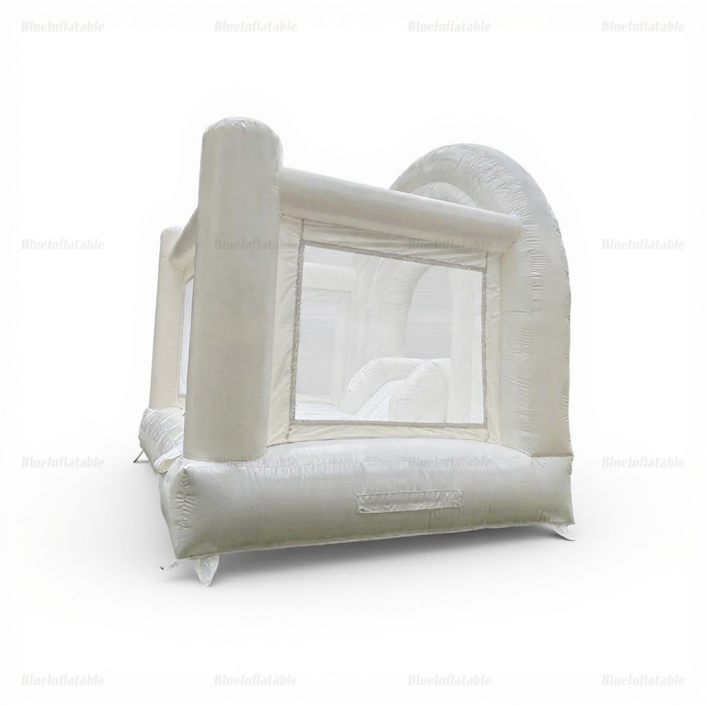White Rainbow Inflatable Wedding Bounce House with Slide - Image 4