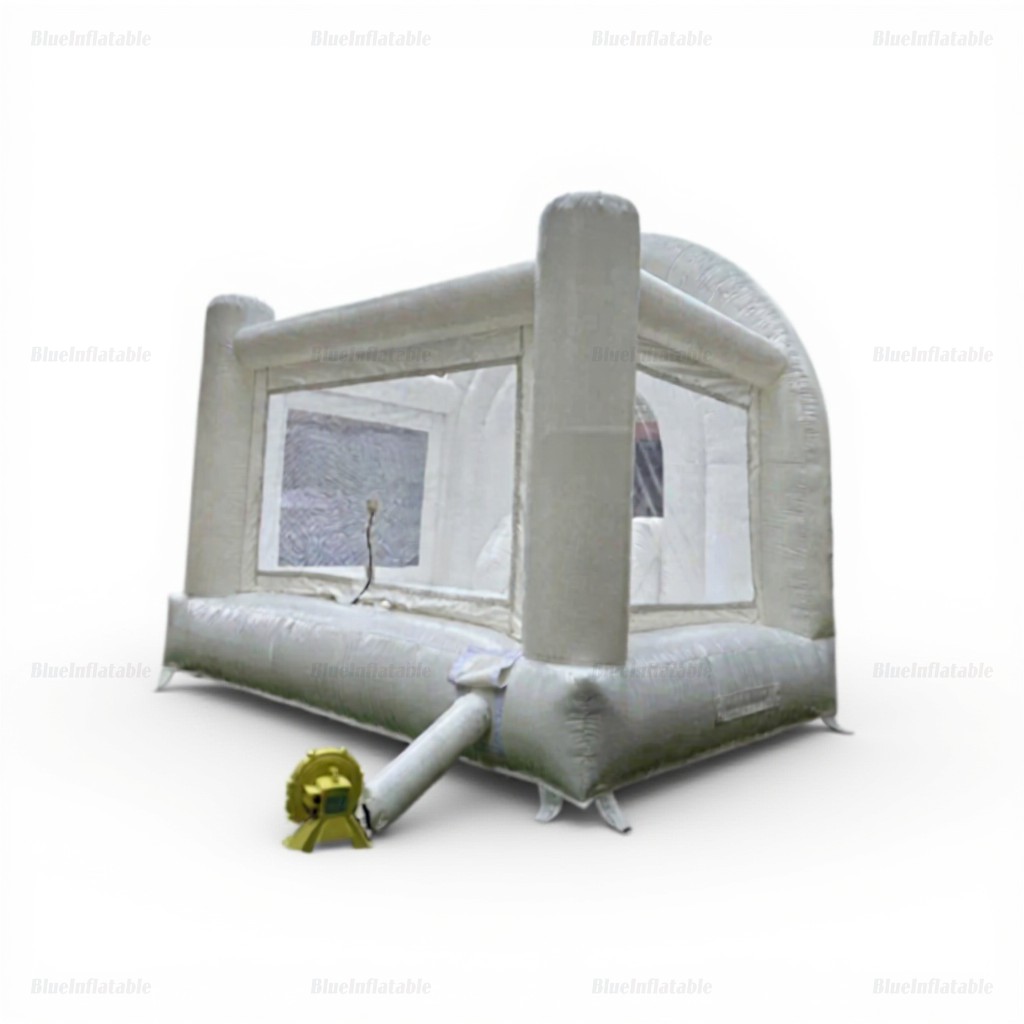 White Rainbow Inflatable Wedding Bounce House with Slide - Image 5