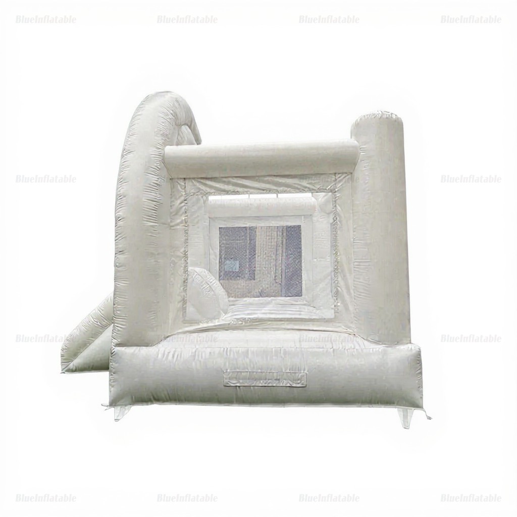White Rainbow Inflatable Wedding Bounce House with Slide - Image 7