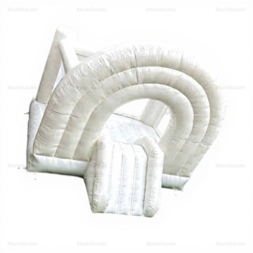 White Rainbow Inflatable Wedding Bounce House with Slide - Image 8