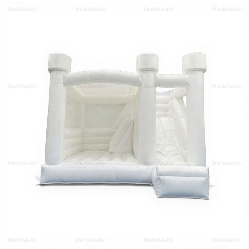 White Wedding Bounce House with Slide – Commercial Grade