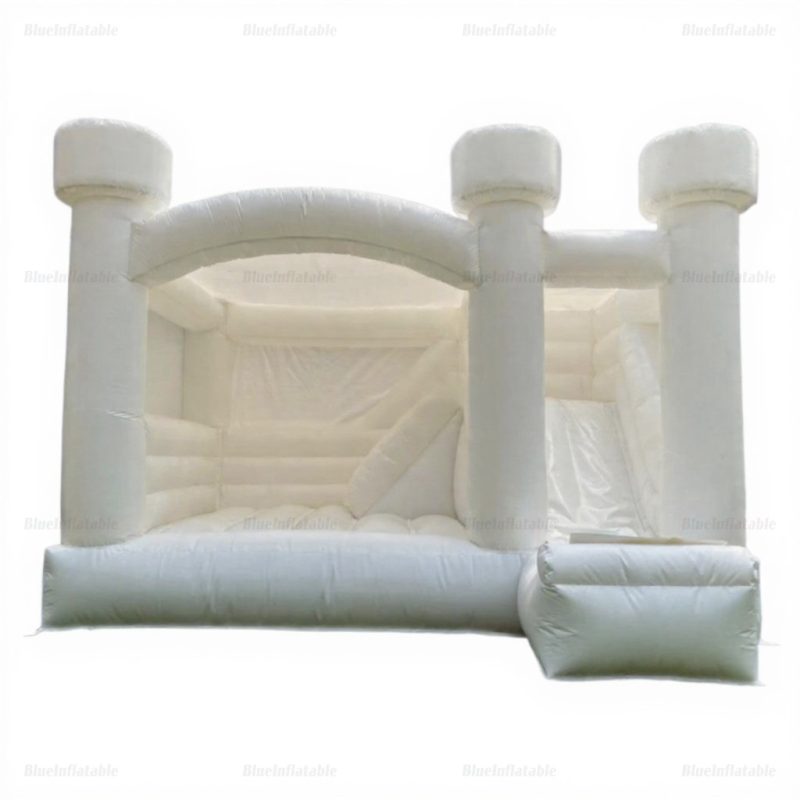 White Inflatable Bounce House with Slide