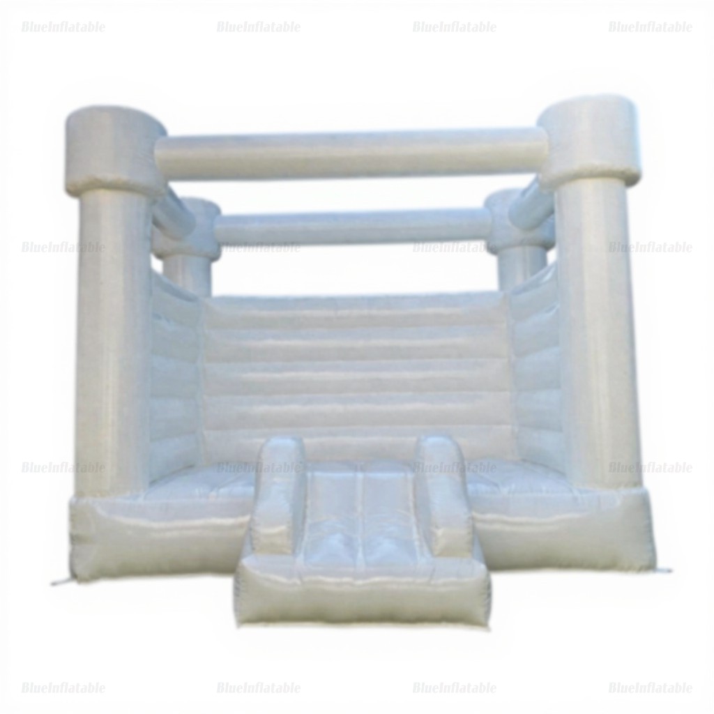 White Inflatable Bounce House with Slide
