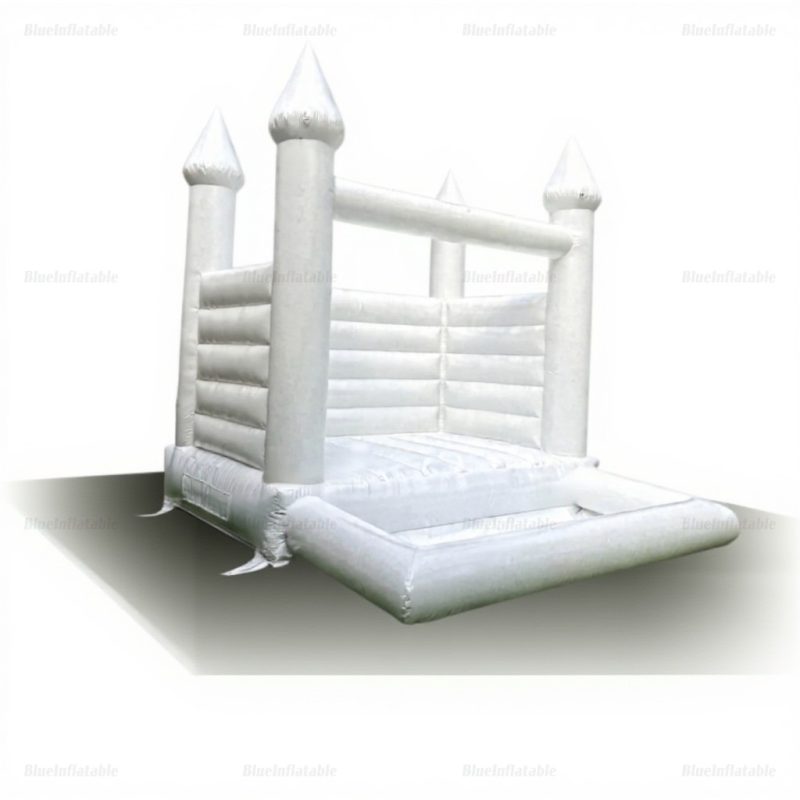 White Mini Wedding Bounce House with Ball Pit