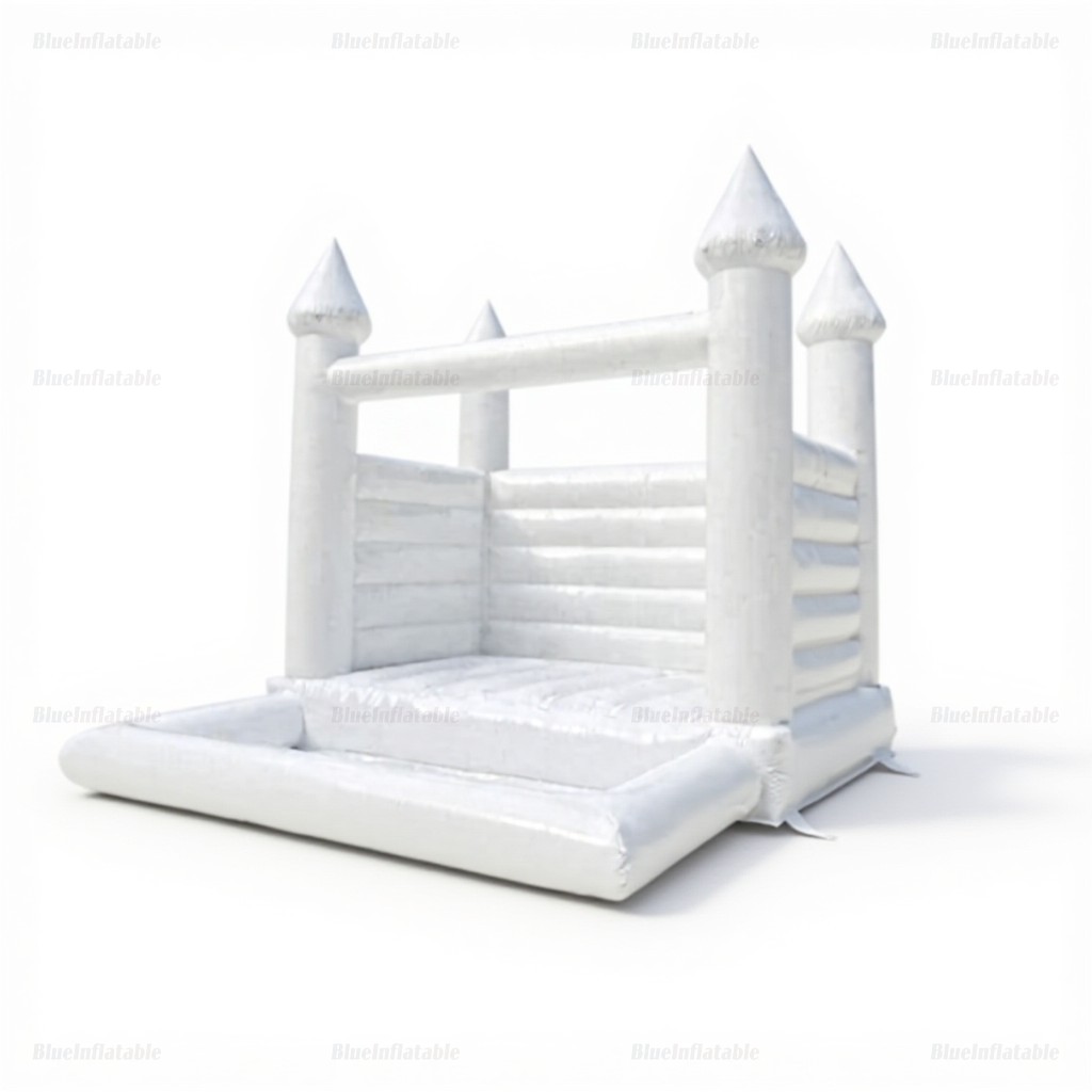 White Mini Wedding Bounce House with Ball Pit - Image 2