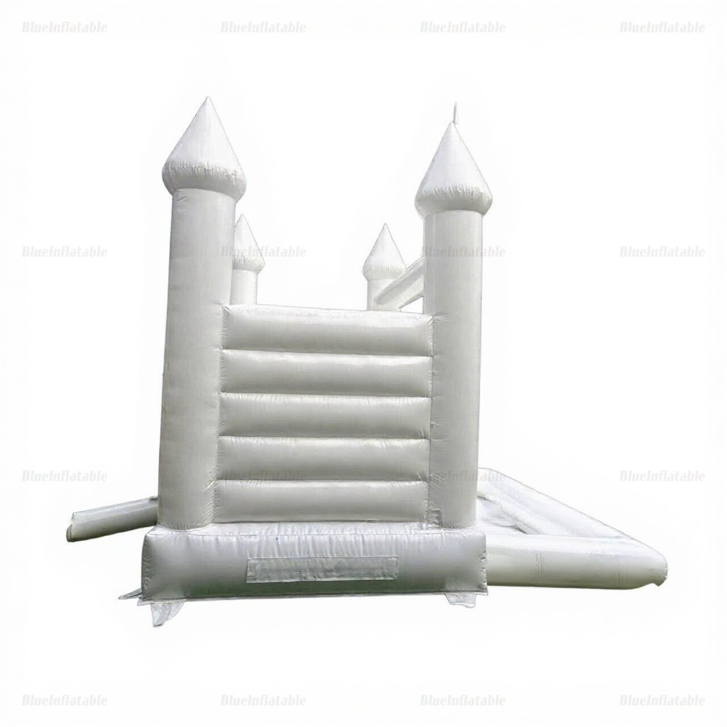 White Mini Wedding Bounce House with Ball Pit - Image 6