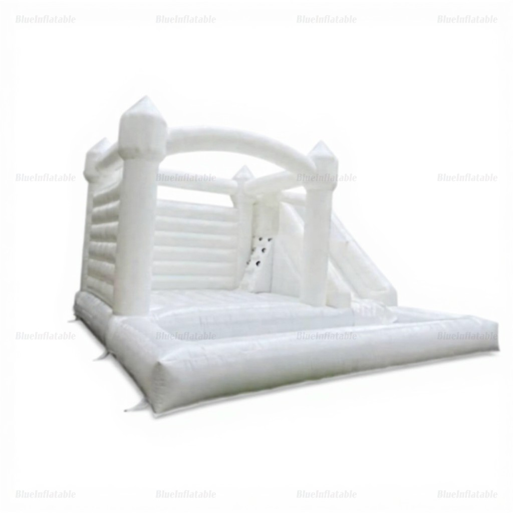 White Inflatable Bounce House with Slide & Ball Pit - Image 3