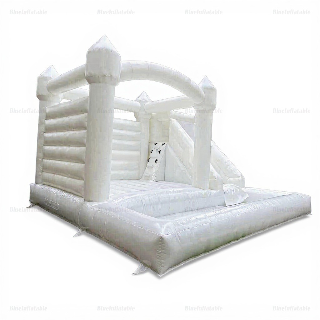 White Inflatable Bounce House with Slide & Ball Pit - Image 4