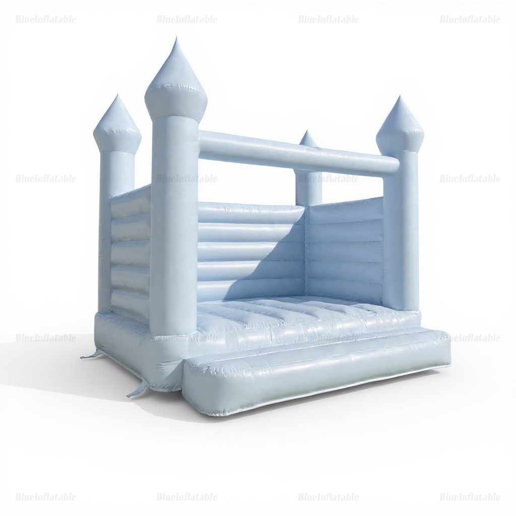 Pastel Blue Wedding Bounce House Castle - Image 3