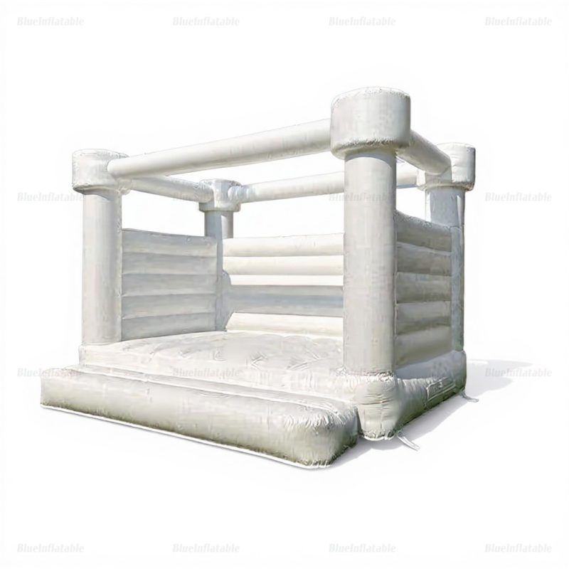 White Round-Top Inflatable Wedding Bounce House Slide