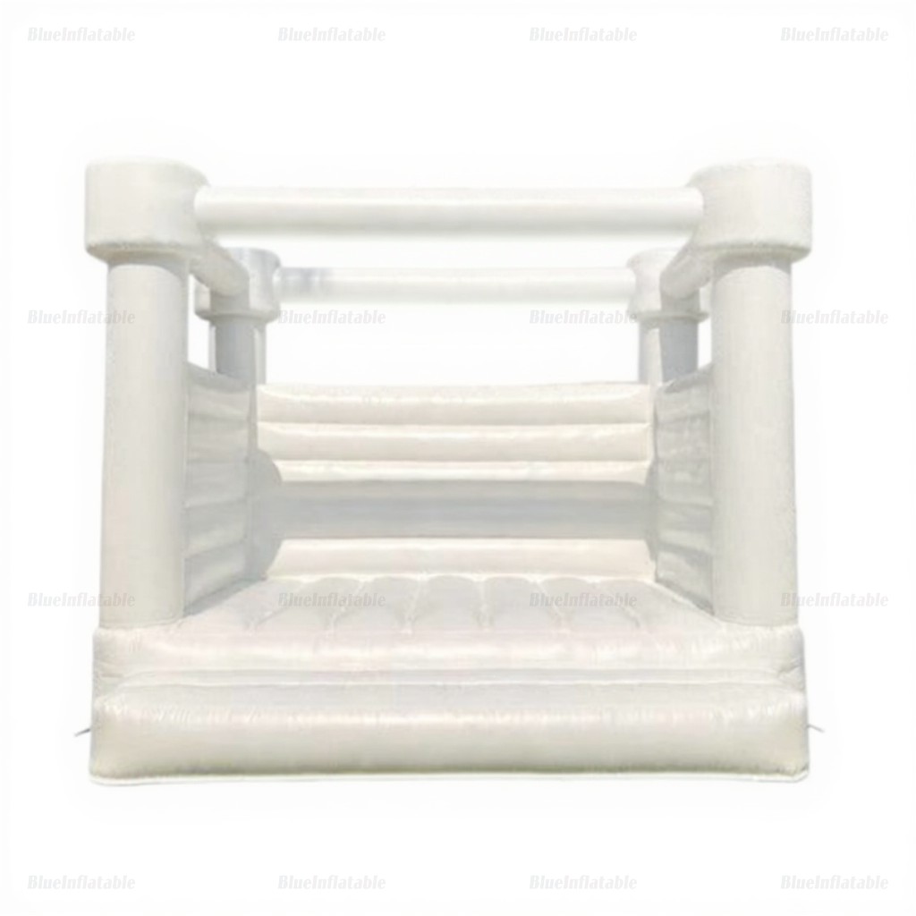 White Round-Top Inflatable Wedding Bounce House Slide - Image 2