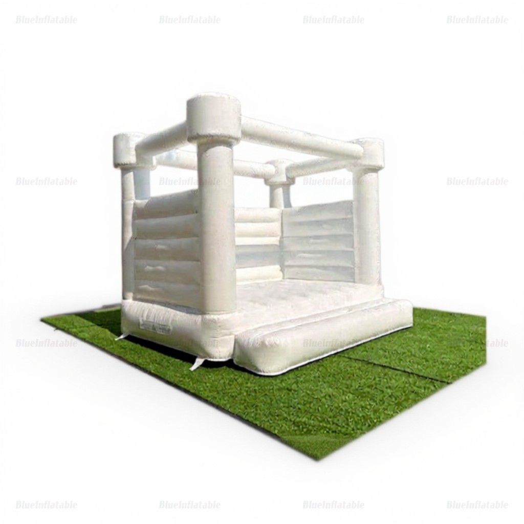 White Round-Top Inflatable Wedding Bounce House Slide - Image 3