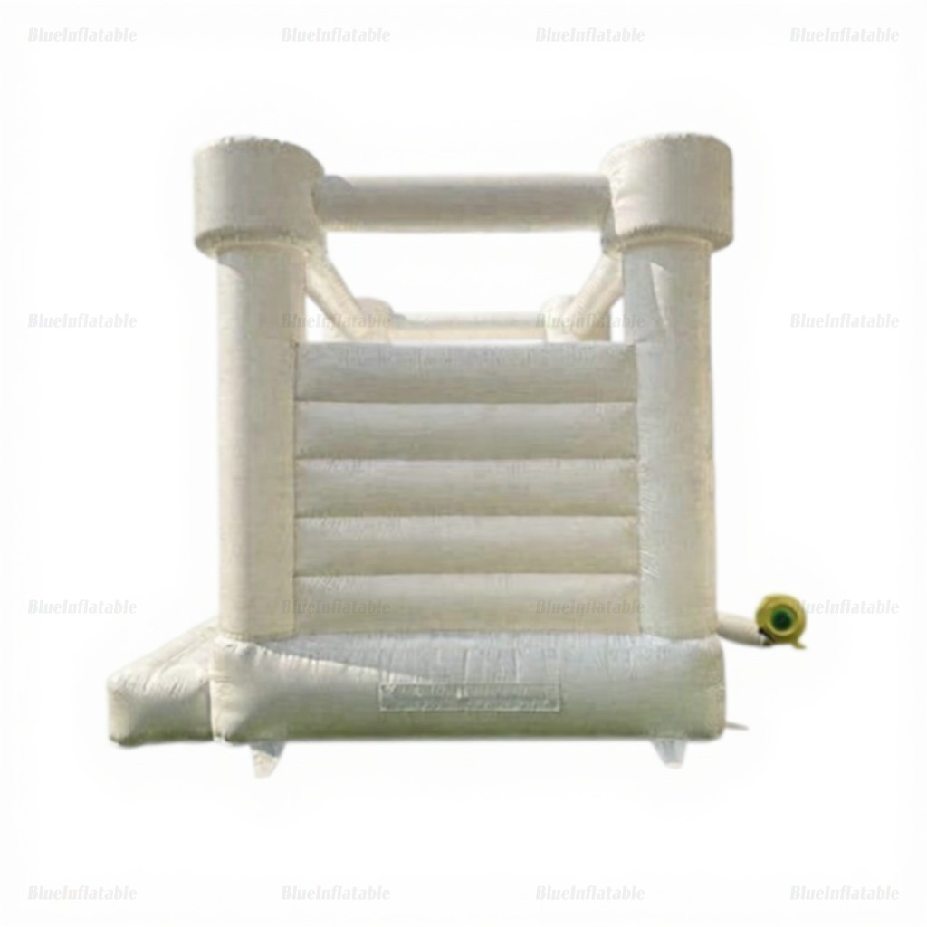 White Round-Top Inflatable Wedding Bounce House Slide - Image 4