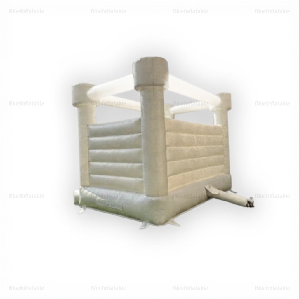 White Round-Top Inflatable Wedding Bounce House Slide - Image 5