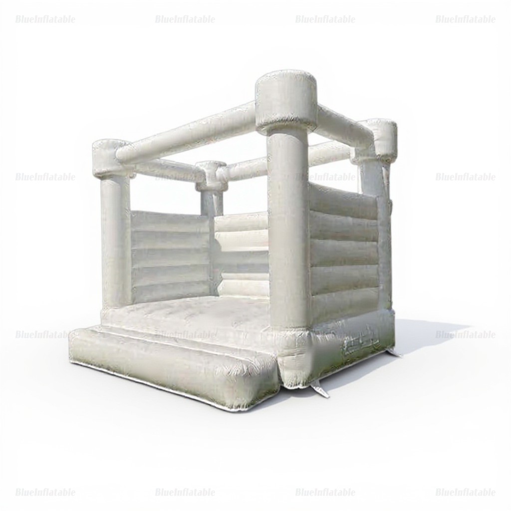 White Round-Top Inflatable Wedding Bounce House Slide - Image 6