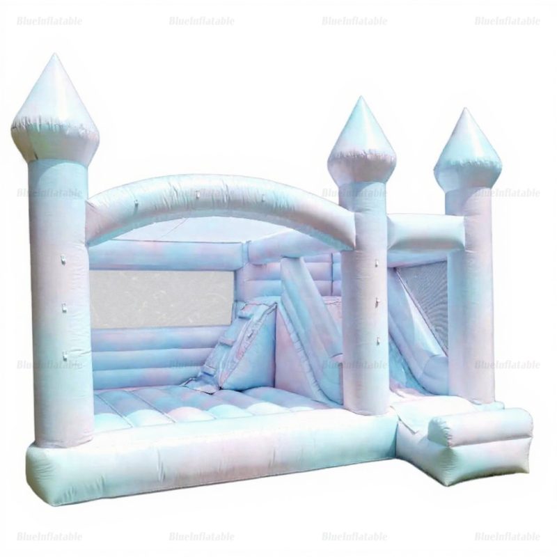 Tie-Dye White Inflatable Bounce House with Slide
