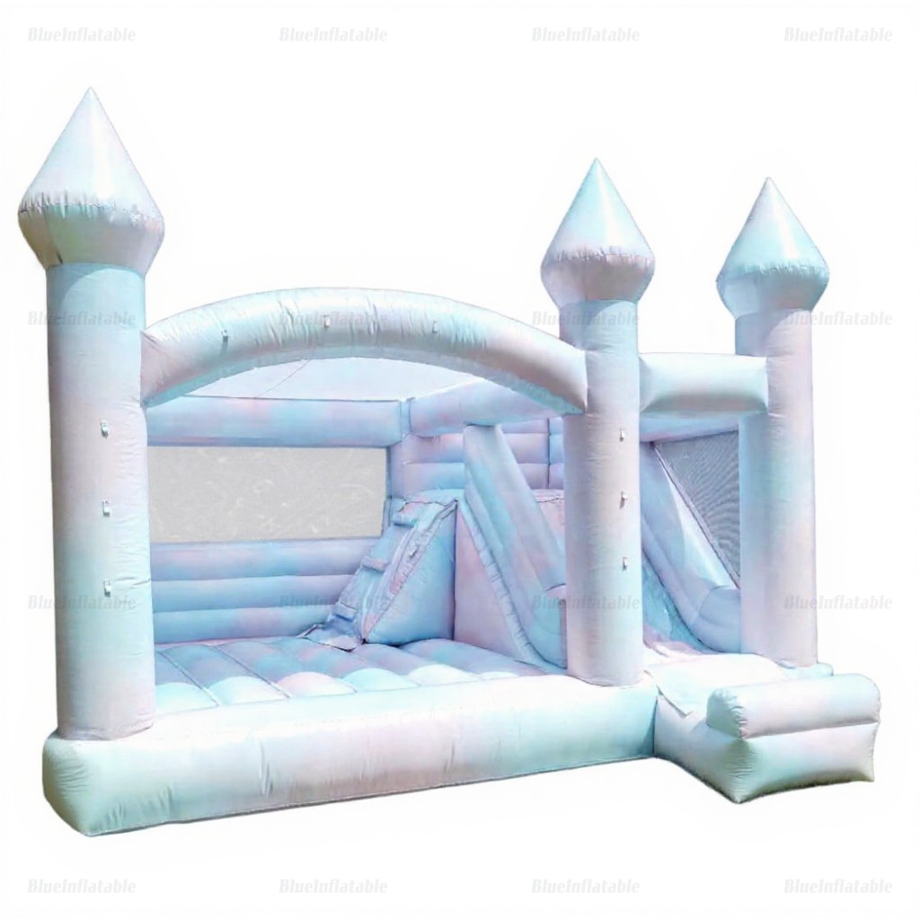 Tie-Dye White Inflatable Bounce House with Slide