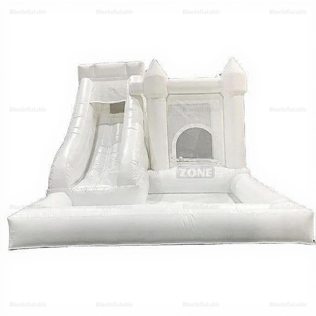 White Inflatable Toddler Bounce House with Slide & Ball Pit - Image 2