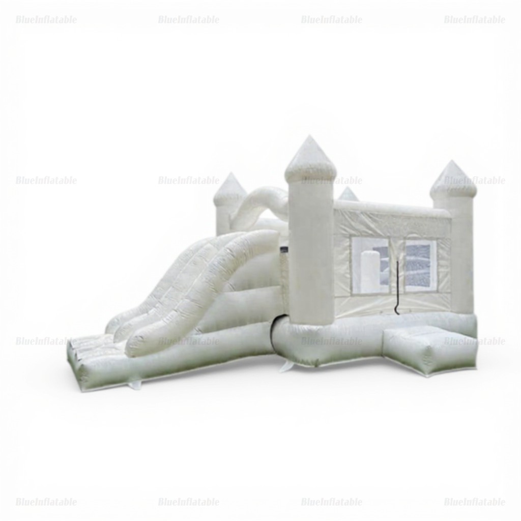 White Inflatable Bounce House & Slide Combo - Image 2