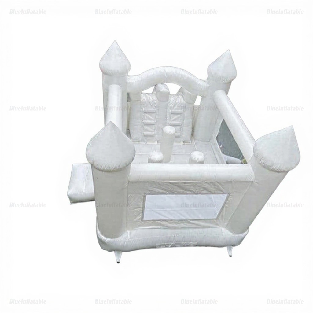 White Inflatable Bounce House & Slide Combo - Image 6